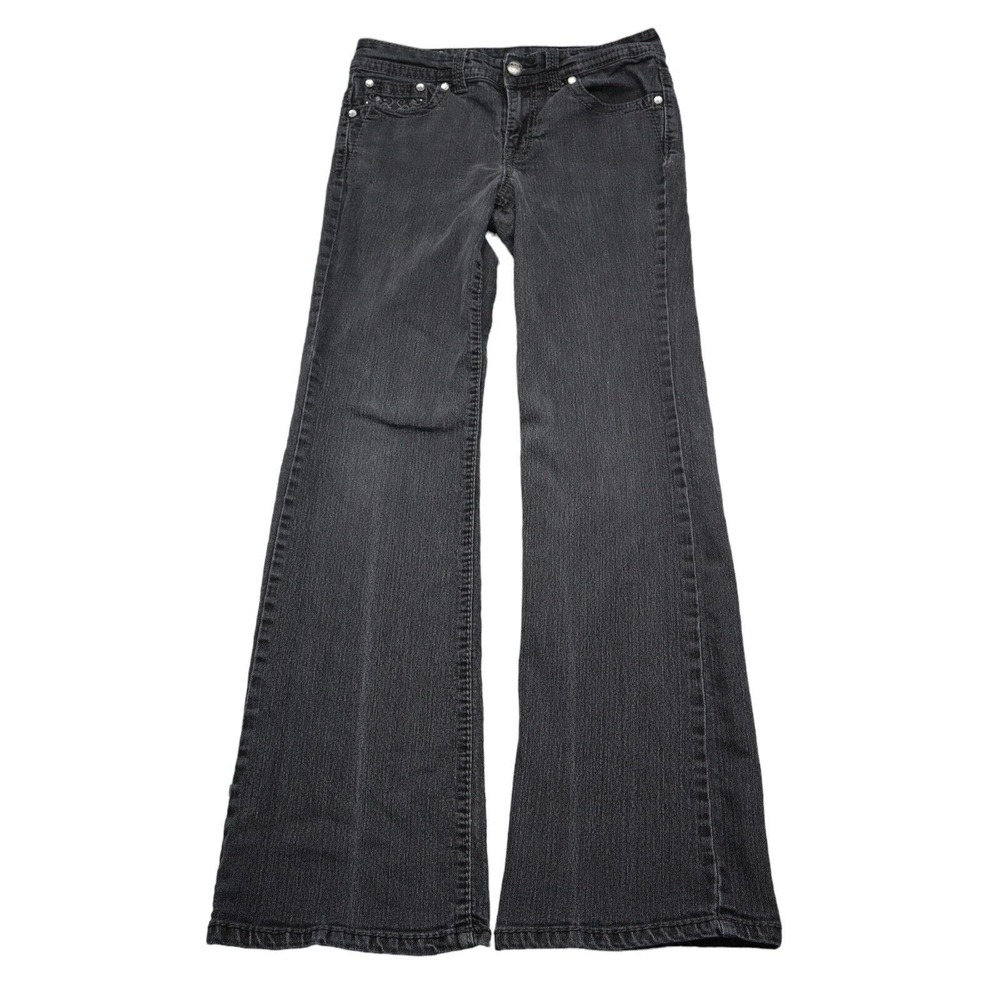 Style Co Pants Womens 4 Black Mid Rise 5 Pocket Design Flare Leg Premium Jeans